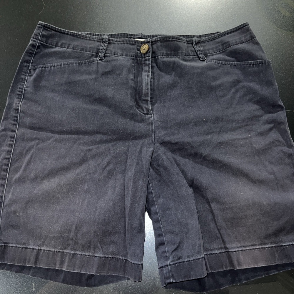 J Jill Shorts Womens 10 Blue Live In Chino Flat Front Mid Rise Stretch